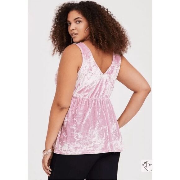 Torrid pink velveteen/velour sleeveless top size 00 (women's L - Picture 2 of 16